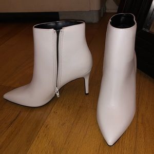 White Faux Leather Pointy Toe 3” heel ankle